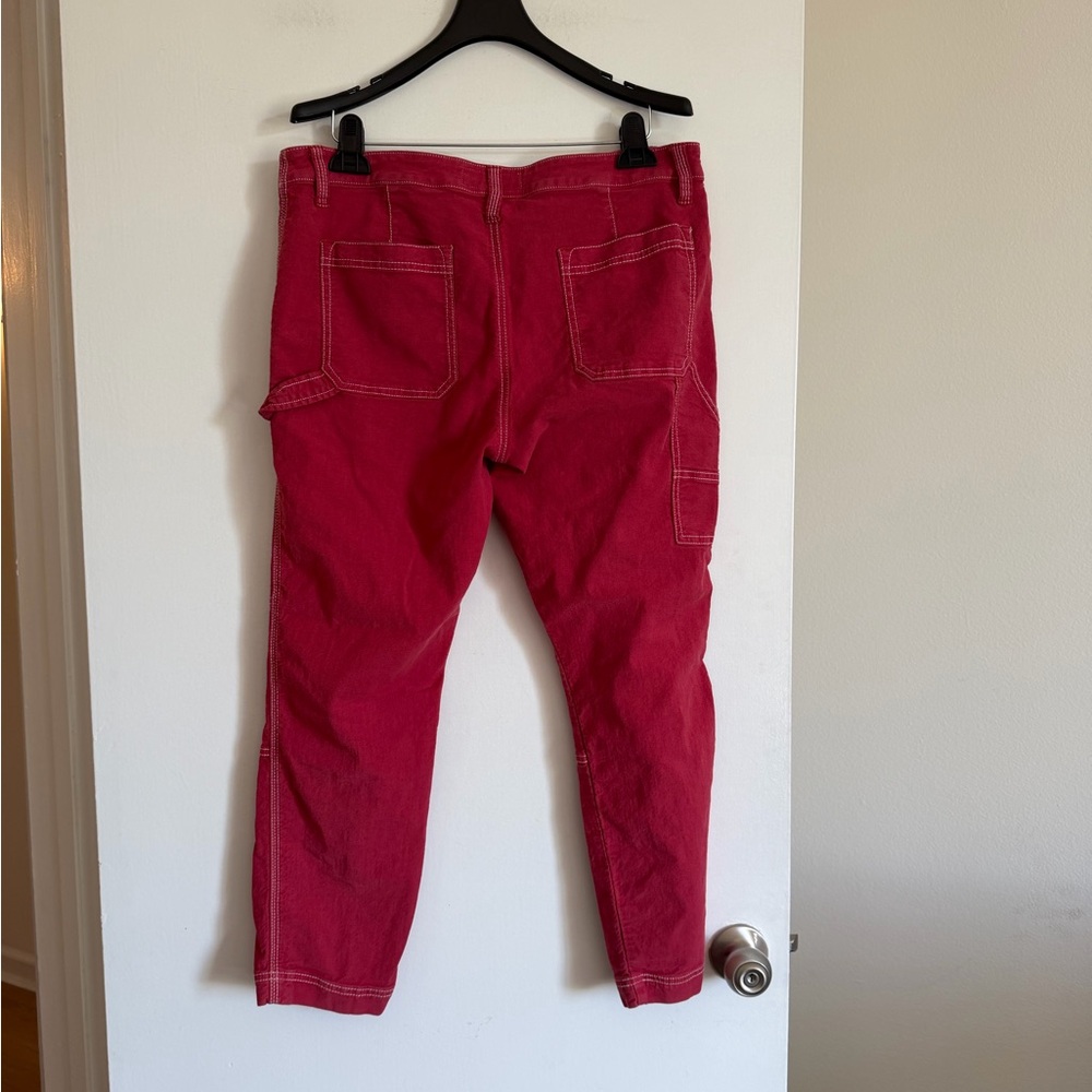 Joie Red Cargo Mid-Rise Pants with Contrast White Stitching size 12 EUC - Picture 5 of 9